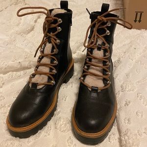 Nine West Shearling Combat Boots 7.5